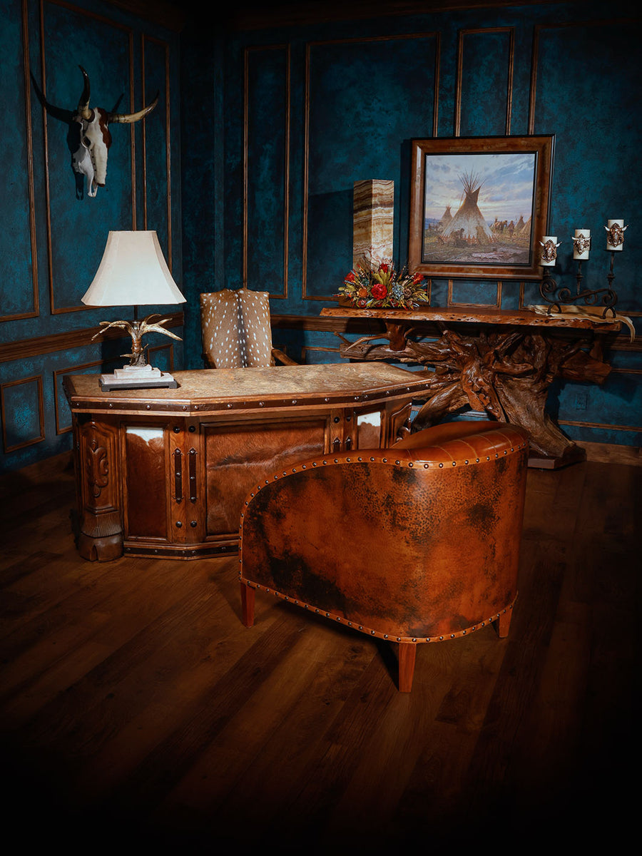 Western Cowhide Panel Desk – Runyon's Fine Furniture