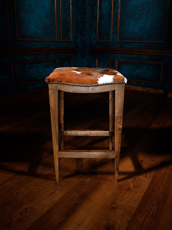 western cowhide saddle stool