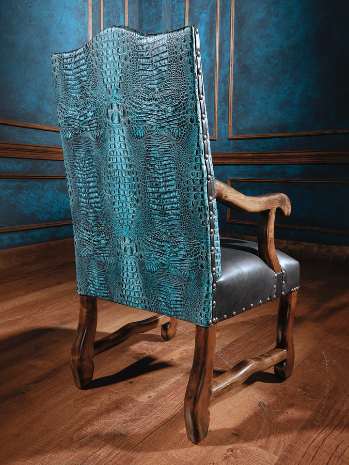 Royal Blue Leather Arm Chair