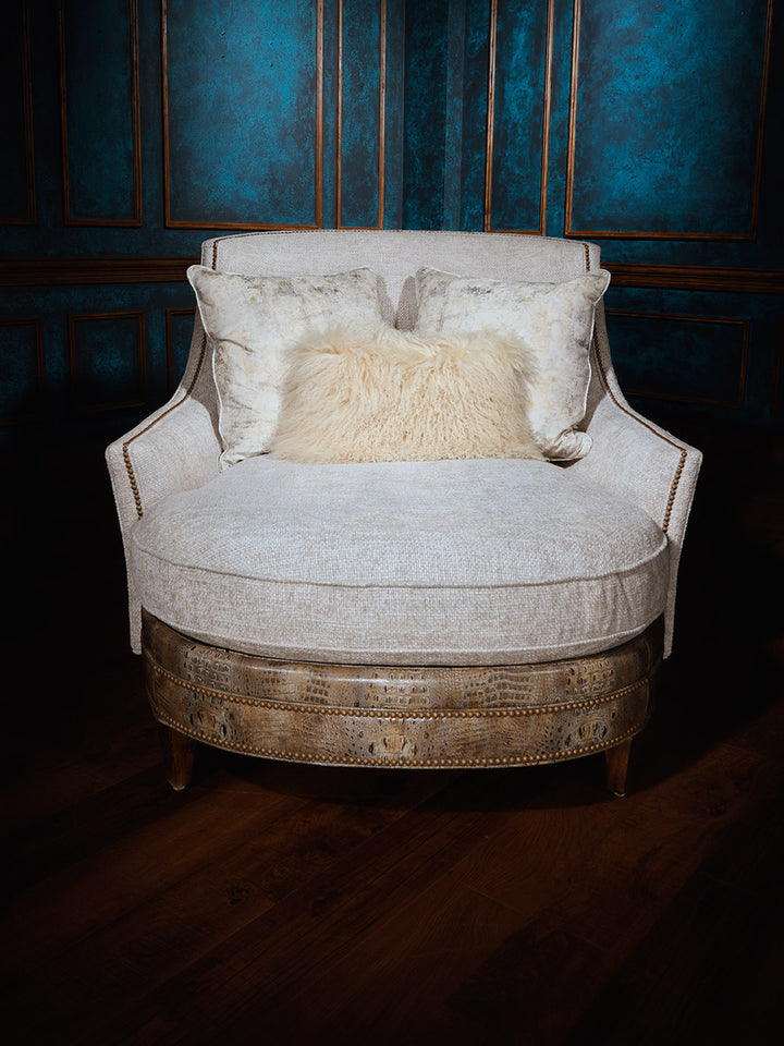 Ivory Fabric Chaise Lounge