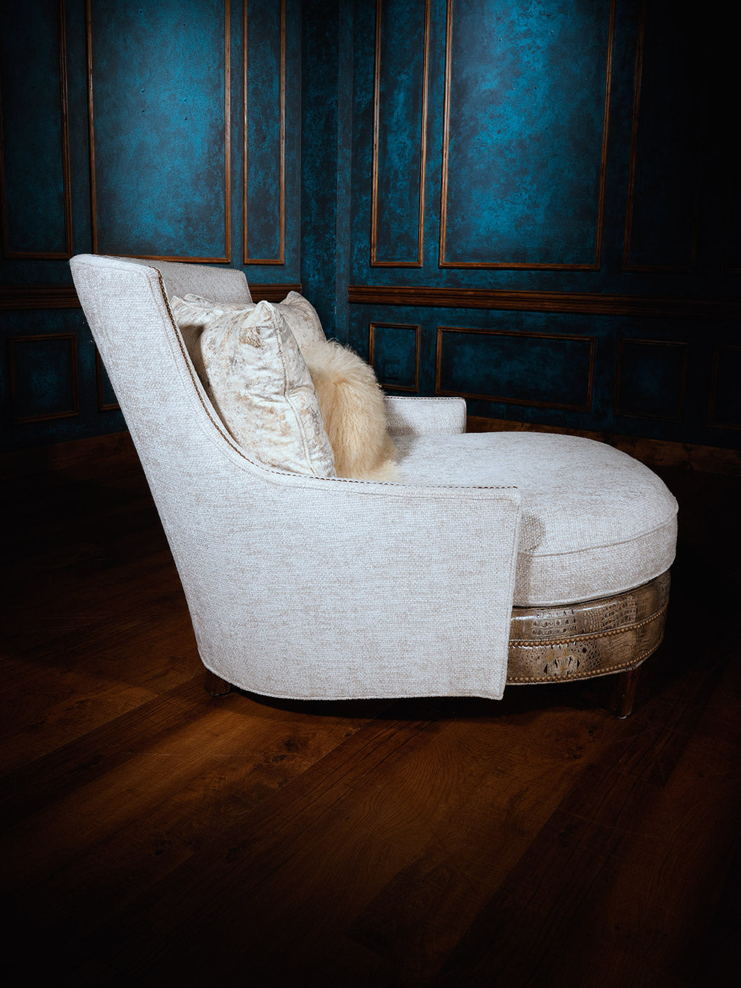 Ivory Fabric Chaise Lounge