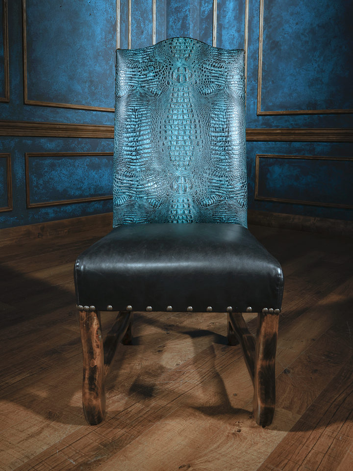 Royal Blue Leather Side Chair