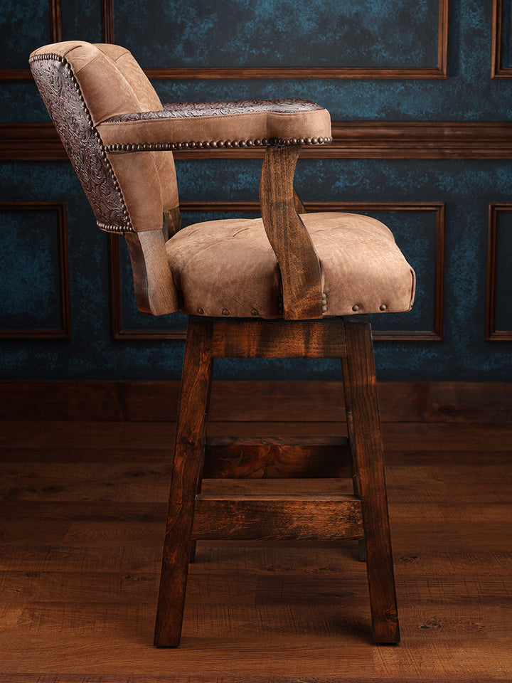 best western bar stool with tooled leather