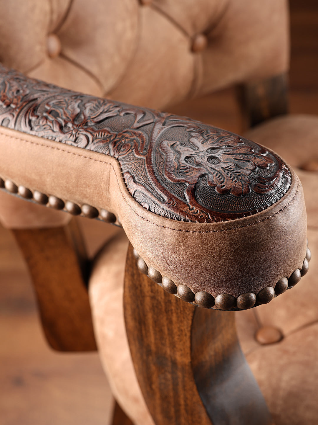 tooled leather western barstool