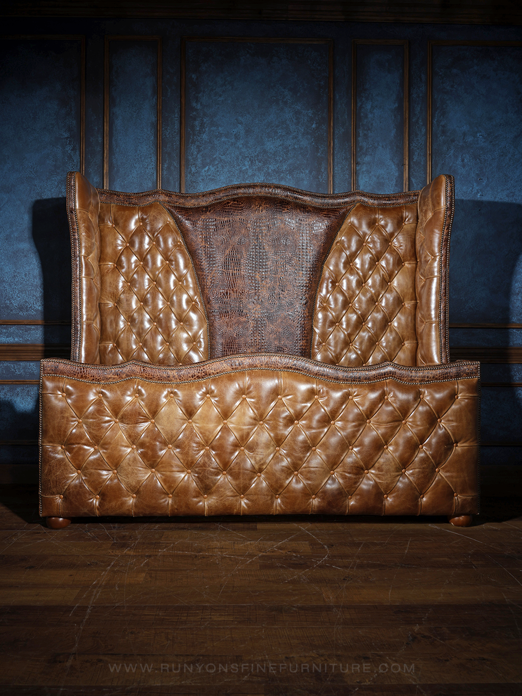Crocodile Dundee Leather Tufted Bed