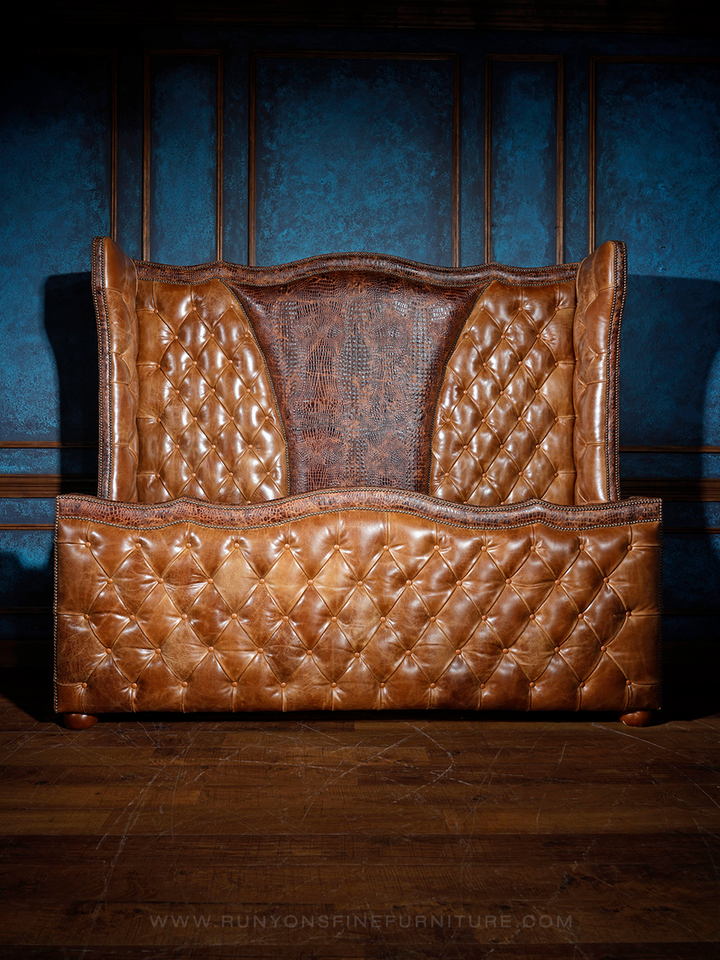 Crocodile Dundee Leather Tufted Bed