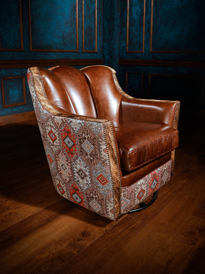 Western Wishes Leather Swivel Chair